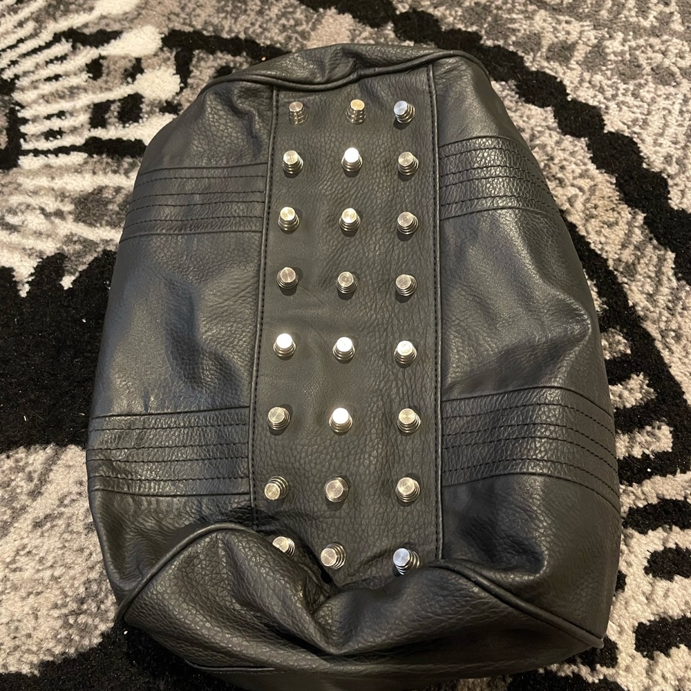 Studded bottom black bag